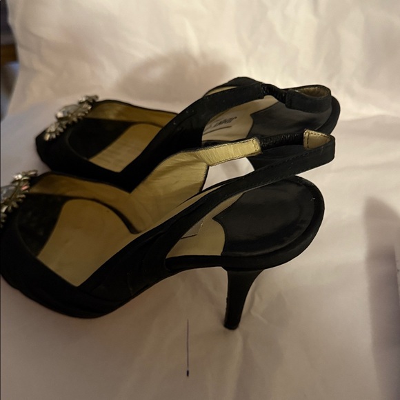 Jimmy Choo Black satin Swarovski Embellished Slingback Heels - Picture 3 of 7